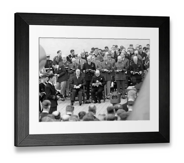 Framed Print : President Franklin Roosevelt and Prime Minister Winston Churchill singing hymns during Framed Print : President Franklin Roosevelt and Prime Minister Winston Churchill singing hymns during