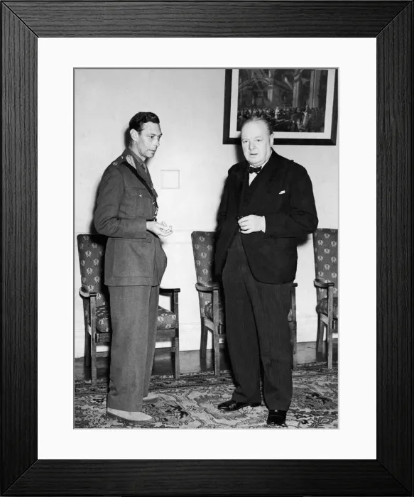 Framed Print : British Prime Minister Winston Churchill pictured with King George VI after his North Framed Print : British Prime Minister Winston Churchill pictured with King George VI after his North
