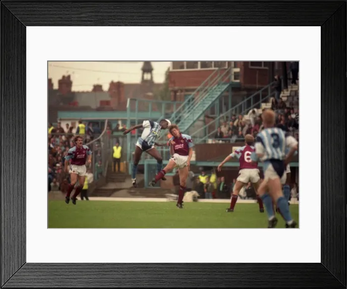 Framed Print : Coventry City v Aston Villa at Highfield Road. The final score was a 1-0 win to the Sky