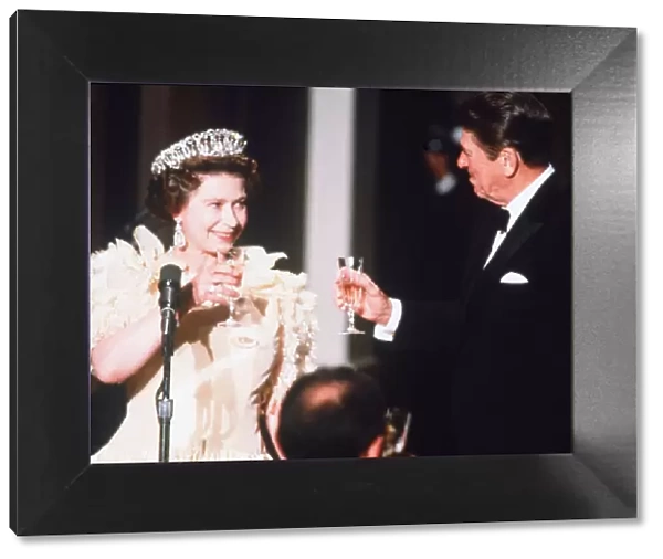 The Queen and President Reagan seen here at the De Young Museum in San Francisco