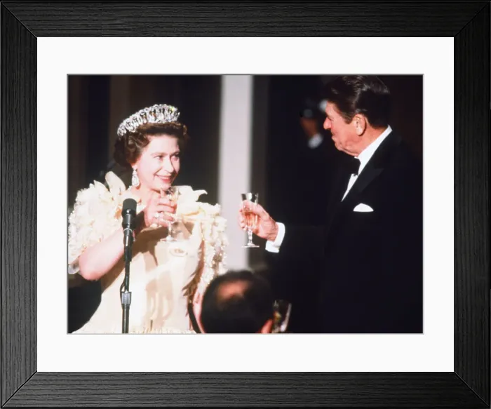 Framed Print : The Queen and President Reagan seen here at the De Young Museum in San Francisco Framed Print : The Queen and President Reagan seen here at the De Young Museum in San Francisco
