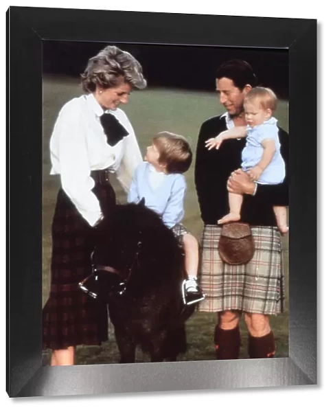 Prince Charles with the Princess of Wales and sons Harry