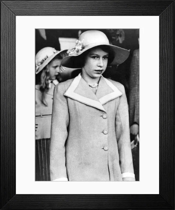 Framed Print : Queen Elizabeth II - Princess Elizabeth seen in the Royal Box at the Aldershot Tattoo in