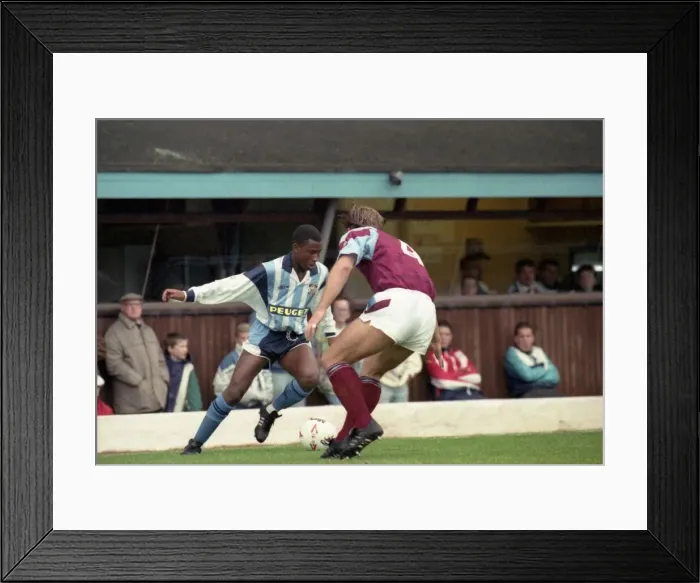 Framed Print : Coventry City v Aston Villa at Highfield Road. The final score was a 1-0 win to the Sky