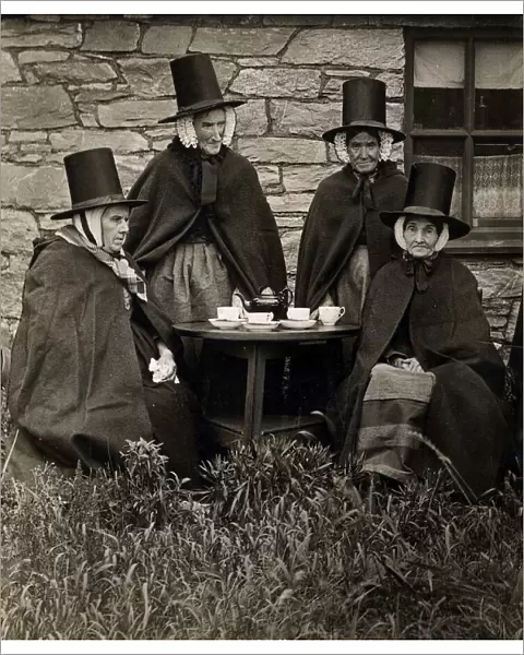 Wales National Costume - Four women in traditional Welsh Costumes