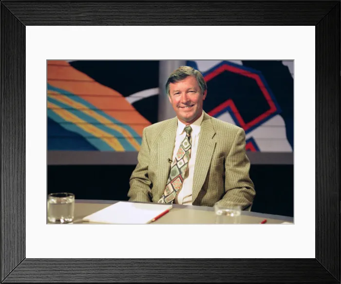 Framed Print : Manchester United manager Alex Ferguson appears on the television programme Sport In