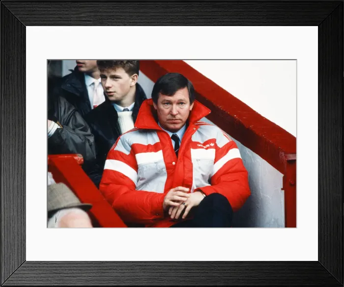 Framed Print : Manchester United manager Alex Ferguson watches his team in action during his side