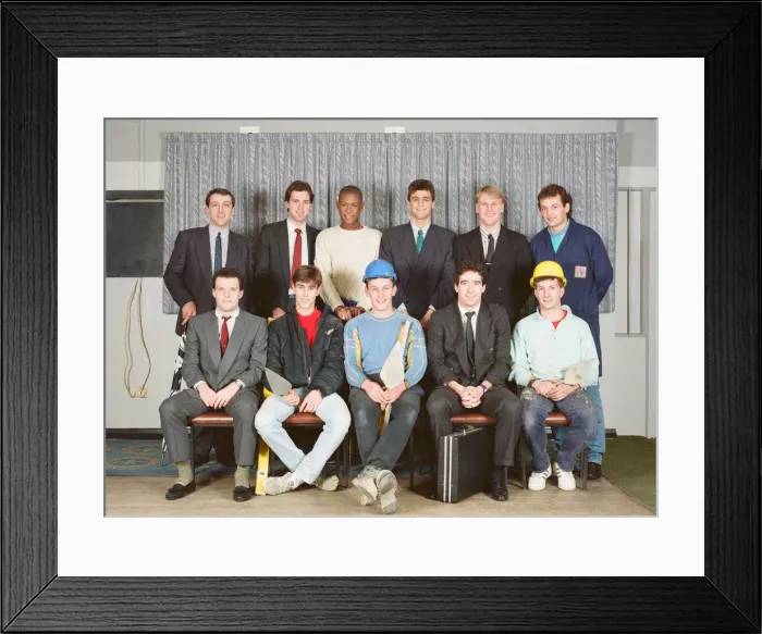 Framed Print : Members of Sutton United football club dressed in their everyday work clothes Framed Print : Members of Sutton United football club dressed in their everyday work clothes