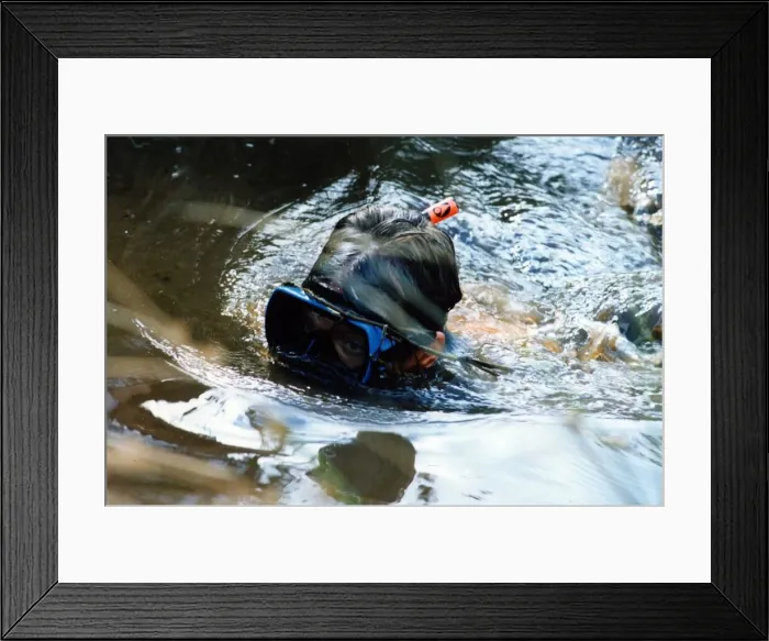 Framed Print : Steve Madelin, Bog Snorkelling winner 1989. 26th August 1991 Framed Print : Steve Madelin, Bog Snorkelling winner 1989. 26th August 1991