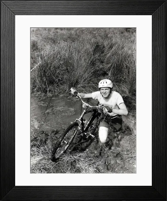 Framed Print : Bog Hopping - Taking a direct line... another approach taken by this crash-helmeted Framed Print : Bog Hopping - Taking a direct line... another approach taken by this crash-helmeted