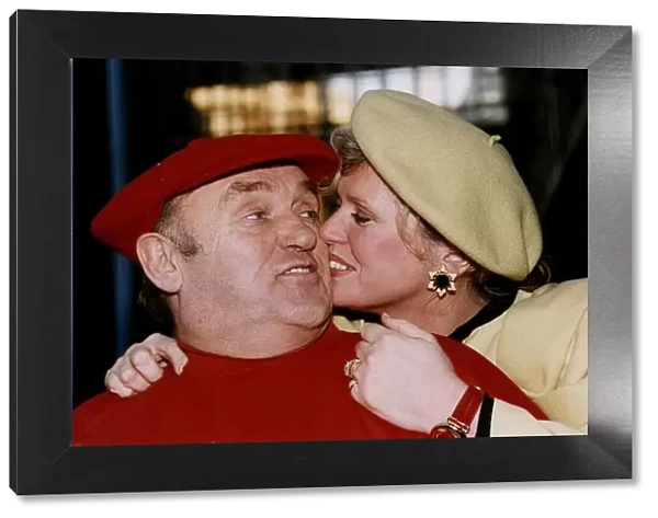 Les Dawson Comedian with wife having a cuddle after leaving Hospital
