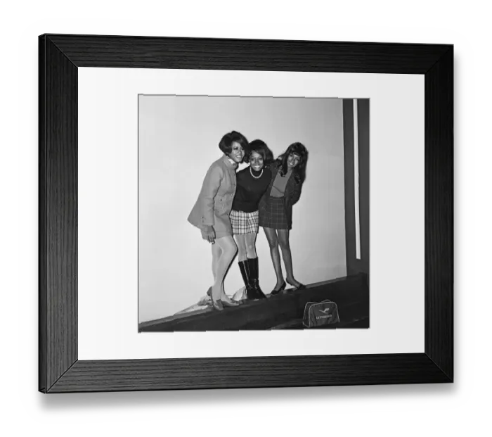 Framed Print : Mary Wilson, Diana Ross and Cindy Birdsong of The Supremes arrived at Heathrow Airport