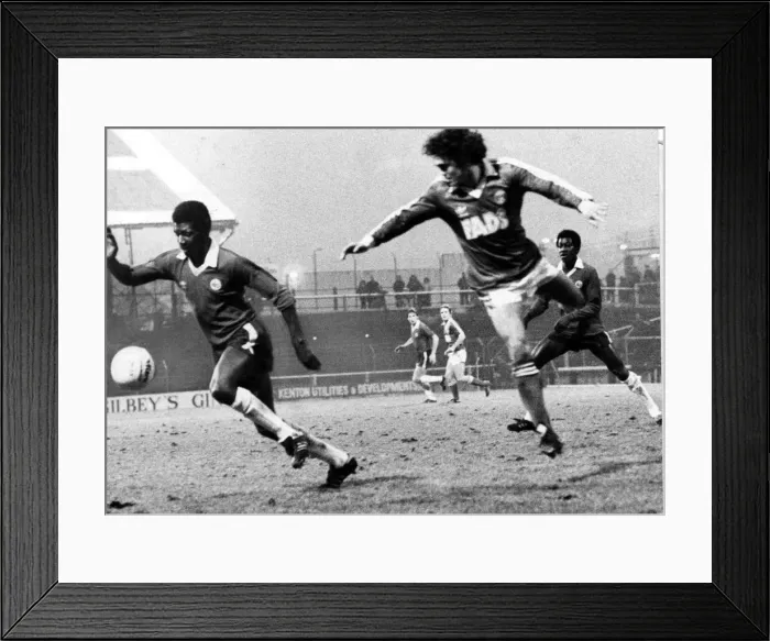 Framed Print : chases the ball during the game v Charlton. Dec 1981 Framed Print : chases the ball during the game v Charlton. Dec 1981