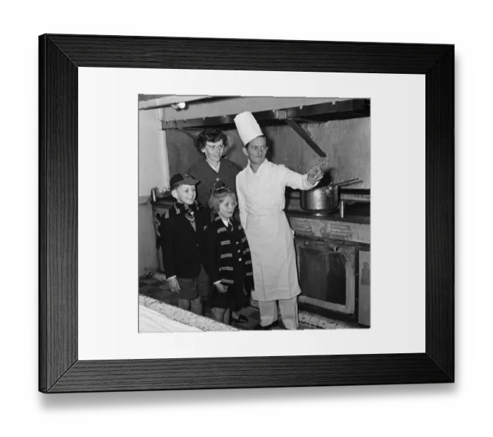 Framed Print : Mrs Sterry and her two children visit Mr Sterry, who works as an assistant crew cook Framed Print : Mrs Sterry and her two children visit Mr Sterry, who works as an assistant crew cook