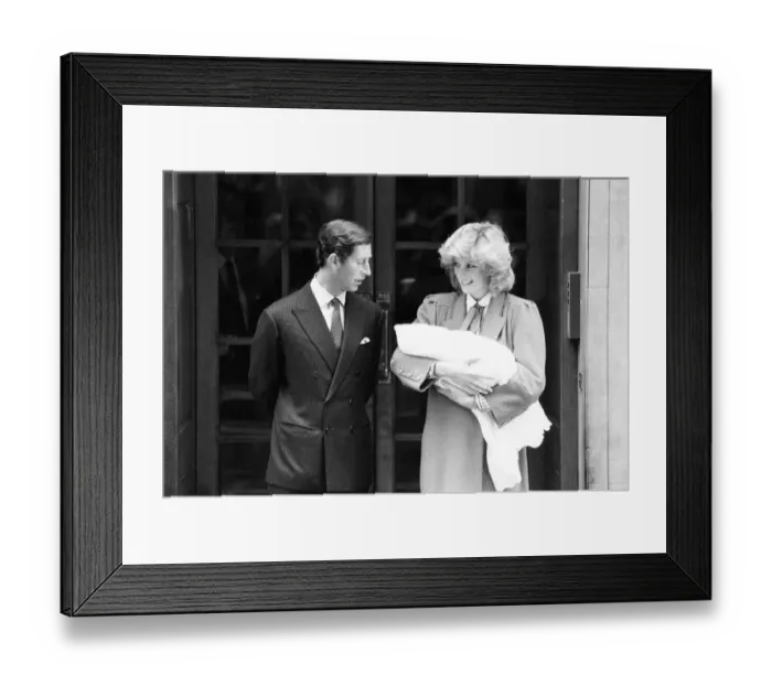 Framed Print : Prince Harry leaves St Marys Hospital, London, after birth previous day Framed Print : Prince Harry leaves St Marys Hospital, London, after birth previous day