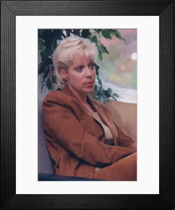 Framed Print : Denise Welch during an interview 15 November 1997 circa Framed Print : Denise Welch during an interview 15 November 1997 circa