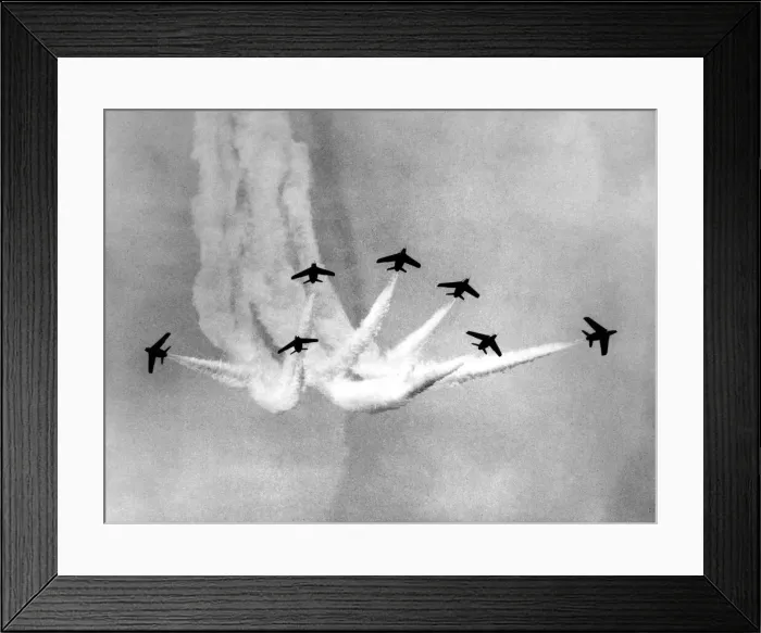Framed Print : The RAFs Red Arrows display team perfom in their Folland Gnat aircraft Framed Print : The RAFs Red Arrows display team perfom in their Folland Gnat aircraft