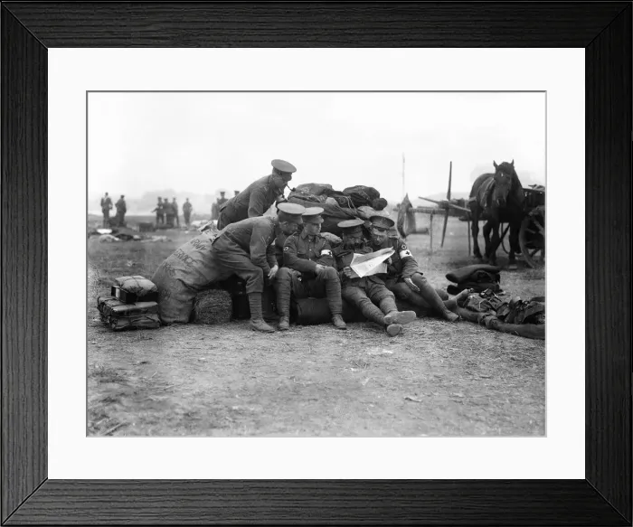 Framed Print : Soldiers of the Royal Army Medical Corps seen here behind the front line in Northern