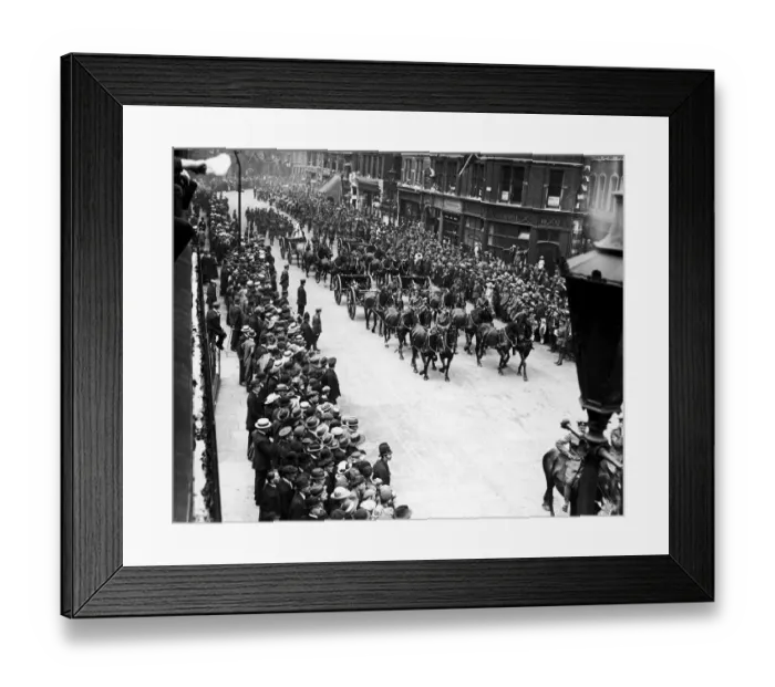 Framed Print : Members of the Royal Artillery seen here parading through the streets of London during Framed Print : Members of the Royal Artillery seen here parading through the streets of London during