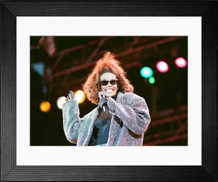 Framed Print : Whitney Houston singing at Freedomfest: Nelson Mandela 70th Birthday Celebration Framed Print : Whitney Houston singing at Freedomfest: Nelson Mandela 70th Birthday Celebration