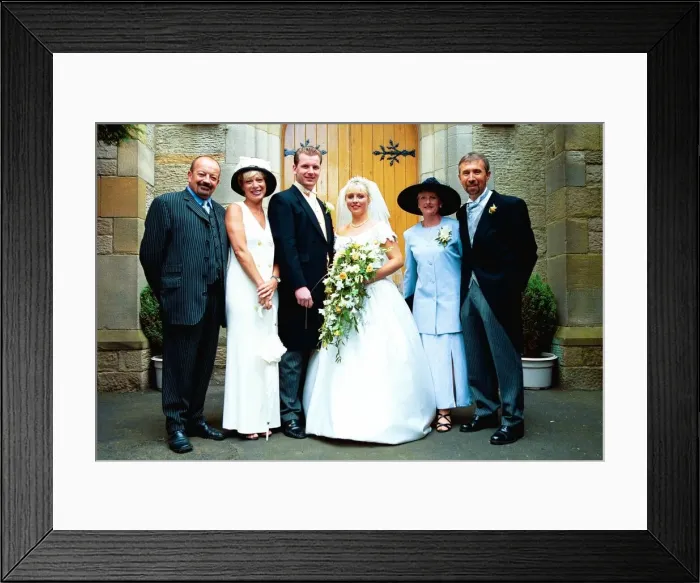 Framed Print : Wedding of Nikola Adams and David Corper, which was attended by family friends Denise