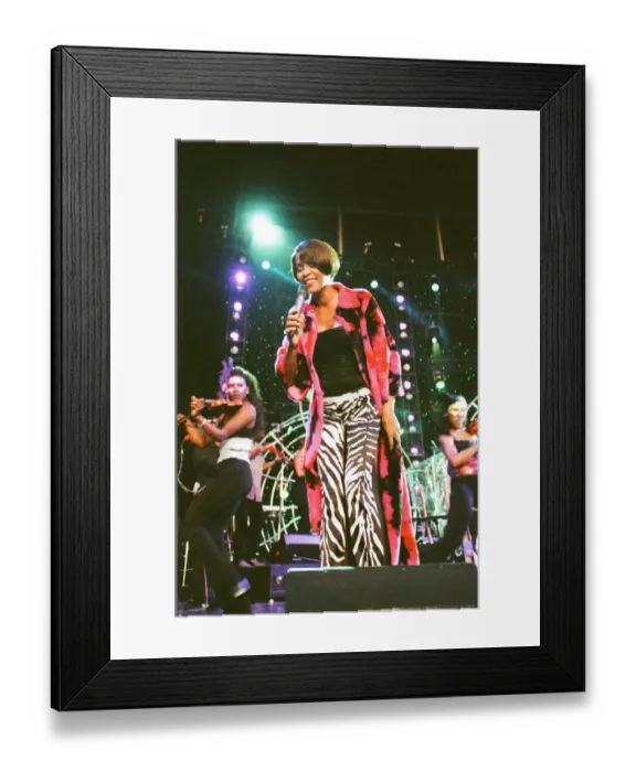 Framed Print : Whitney Houston performs at Wembley Stadium on the British leg of her Framed Print : Whitney Houston performs at Wembley Stadium on the British leg of her