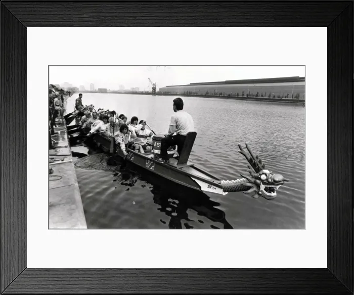 Framed Print : Dragon Boat racing at Atlantic Wharf, Cardiff. 1st October 1989 Framed Print : Dragon Boat racing at Atlantic Wharf, Cardiff. 1st October 1989