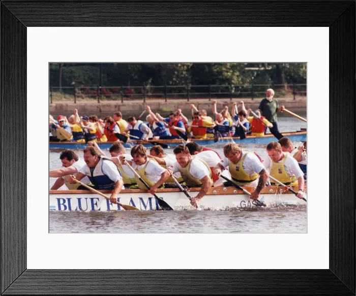 Framed Print : Dragon Boat racing, at the Wharf, Cardiff. Picture shows the team from the Three Brewers Framed Print : Dragon Boat racing, at the Wharf, Cardiff. Picture shows the team from the Three Brewers