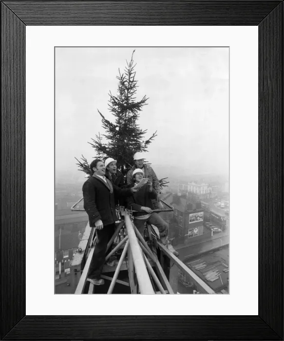 Framed Print : Londons highest Carol Service took place when building workers L / R Arthur Cournane Framed Print : Londons highest Carol Service took place when building workers L / R Arthur Cournane