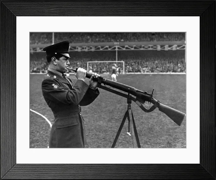 Framed Print : Before the start of the game the crowd at Leicester City football ground were entertained Framed Print : Before the start of the game the crowd at Leicester City football ground were entertained