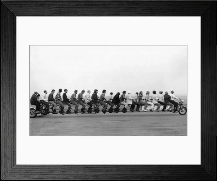 Framed Print : To cut a long story short, this is a bicycle made not for two, but twenty-two Framed Print : To cut a long story short, this is a bicycle made not for two, but twenty-two