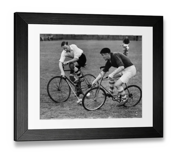 Framed Print : England (white shirt) beat France in the International Bicycle Polo at Silhurst Park Framed Print : England (white shirt) beat France in the International Bicycle Polo at Silhurst Park