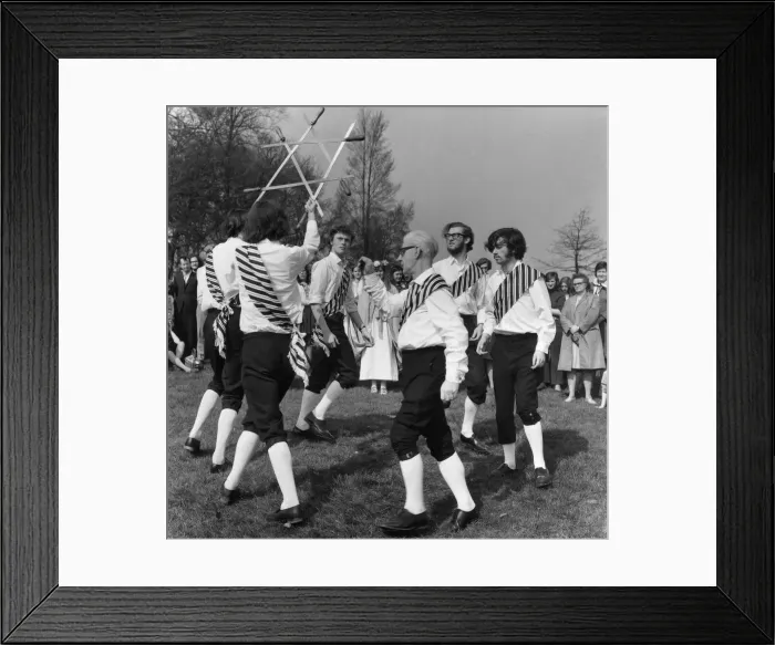 Framed Print : Morris dancer performing on the Spring Equinox. 22nd March 1972