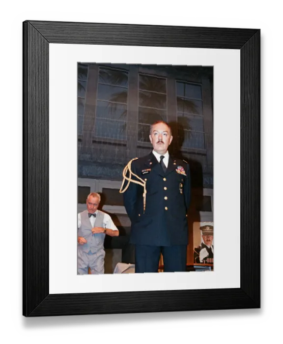 Framed Print : Scene fom the play Veterans Day at the Theatre Royal, Haymarket starring Michael Gambon Framed Print : Scene fom the play Veterans Day at the Theatre Royal, Haymarket starring Michael Gambon