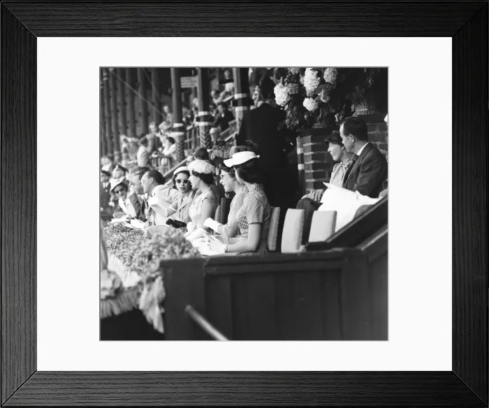 Framed Print : Queen Elizabeth II seen here chatting with Princess Margaret in the royal box Framed Print : Queen Elizabeth II seen here chatting with Princess Margaret in the royal box