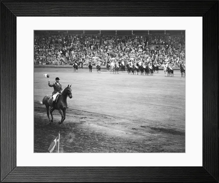 Framed Print : Hans Klas Wikne seen here carrying the Olympic torch at the opening ceremony of the 1956