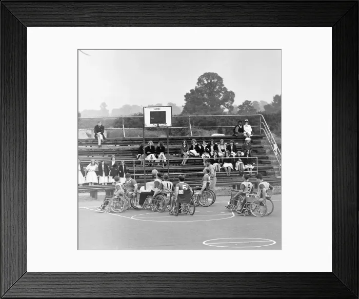 Framed Print : Paralympic Athletes training at Stoke Mandeville, watched by patients Framed Print : Paralympic Athletes training at Stoke Mandeville, watched by patients
