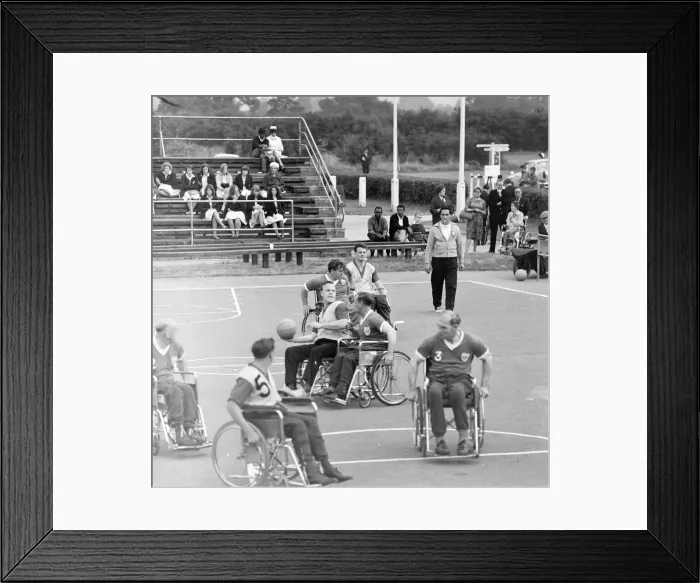 Framed Print : Paralympic Athletes training at Stoke Mandeville, watched by patients Framed Print : Paralympic Athletes training at Stoke Mandeville, watched by patients
