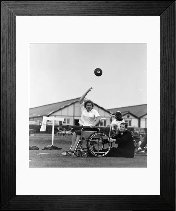 Framed Print : Paralympic Athletes training at Stoke Mandeville, watched by patients Framed Print : Paralympic Athletes training at Stoke Mandeville, watched by patients