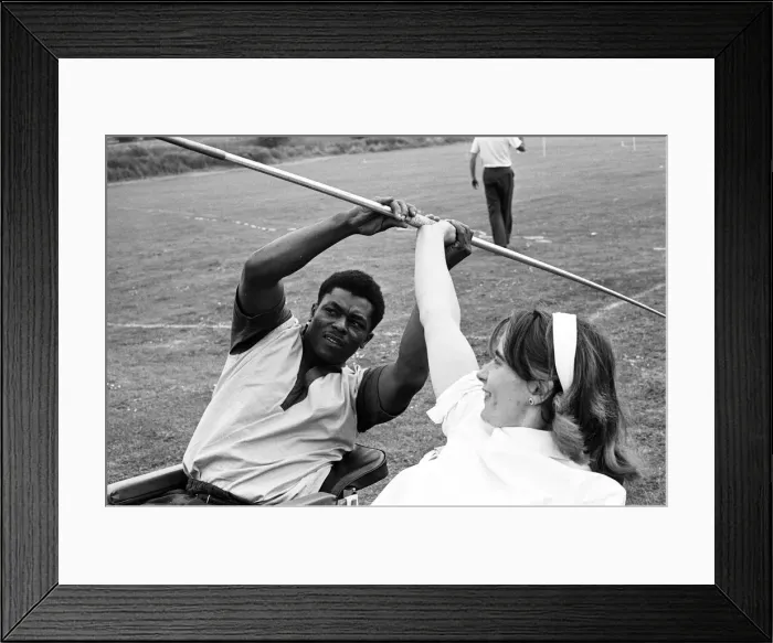 Framed Print : Paralympic Athletes training at Stoke Mandeville, watched by patients Framed Print : Paralympic Athletes training at Stoke Mandeville, watched by patients