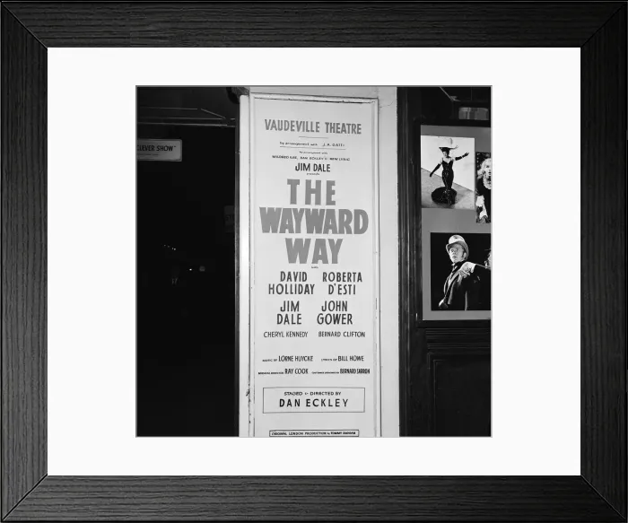 Framed Print : Poster outside the Vaudeville theatre in the West End, central London advertising for
