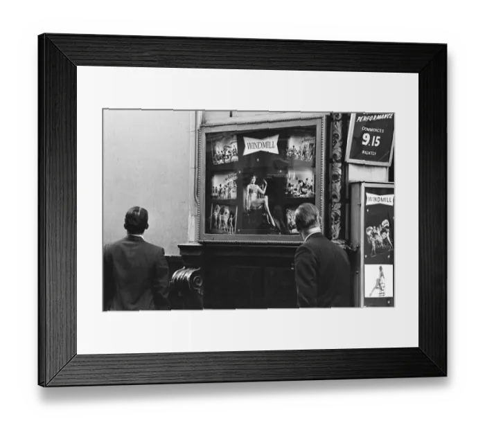 Framed Print : Scenes outside the Windmill Theatre in Soho, London after it was announced it was to