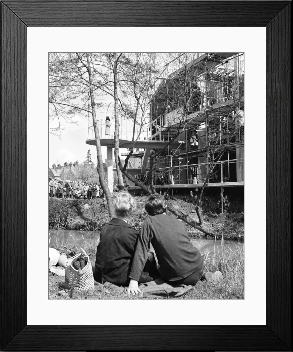 Framed Print : The Yvonne Arnold theatre under construction in Guildford, Surrey. 23rd April 1964