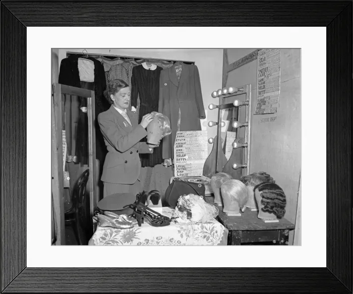 Framed Print : Actress Florence Desmond in the dressing room at the comedy theatre Framed Print : Actress Florence Desmond in the dressing room at the comedy theatre