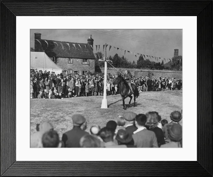 Framed Print : The old sport of tilting at the quintain, one popular throughout medieval England