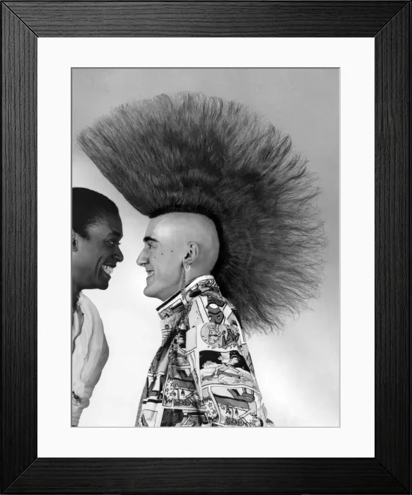 Framed Print : Cool Rebecca Malpass stood eyeball to eyeball with wild punk punk pop star Matt Belgrano Framed Print : Cool Rebecca Malpass stood eyeball to eyeball with wild punk punk pop star Matt Belgrano