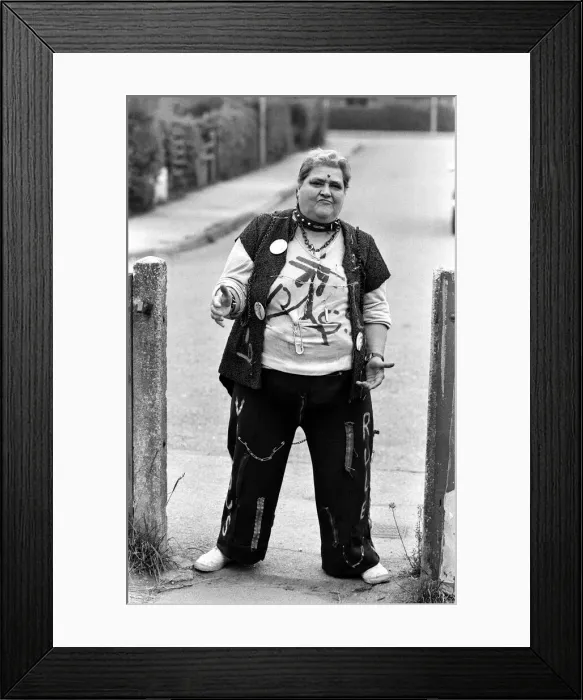 Framed Print : Granny Lil Bone dressed as a Punk Rocker for charity. 12th July 1980 Framed Print : Granny Lil Bone dressed as a Punk Rocker for charity. 12th July 1980