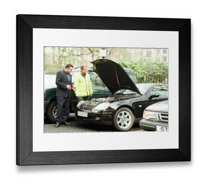 Framed Print : Harry Enfield sells his motorcar - SLK230 Mercedes - to Sunday Mirror Journalist Sean Framed Print : Harry Enfield sells his motorcar - SLK230 Mercedes - to Sunday Mirror Journalist Sean