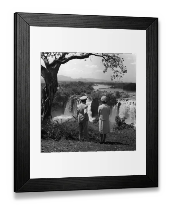 Framed Print : Queen Elizabeth at Tissisal Falls in Ethiopia with King Haile Selassie 8th January