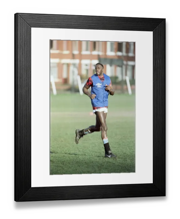 Framed Print : Justin Fashanu, taking part in Manchester City team training session, 27th December 1988 Framed Print : Justin Fashanu, taking part in Manchester City team training session, 27th December 1988
